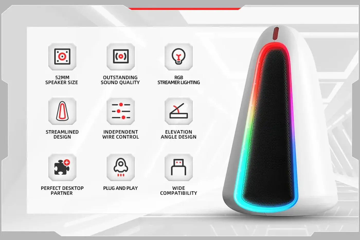 MARVO Monka Zilla Wired Gaming Speaker showcasing RGB lighting
